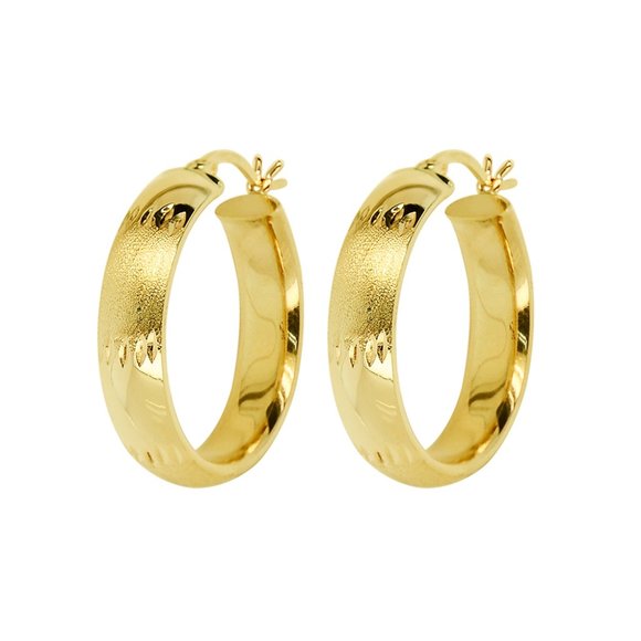 14K Yellow Gold Classy Dangle Hoop Earrings - Picture 1 of 3
